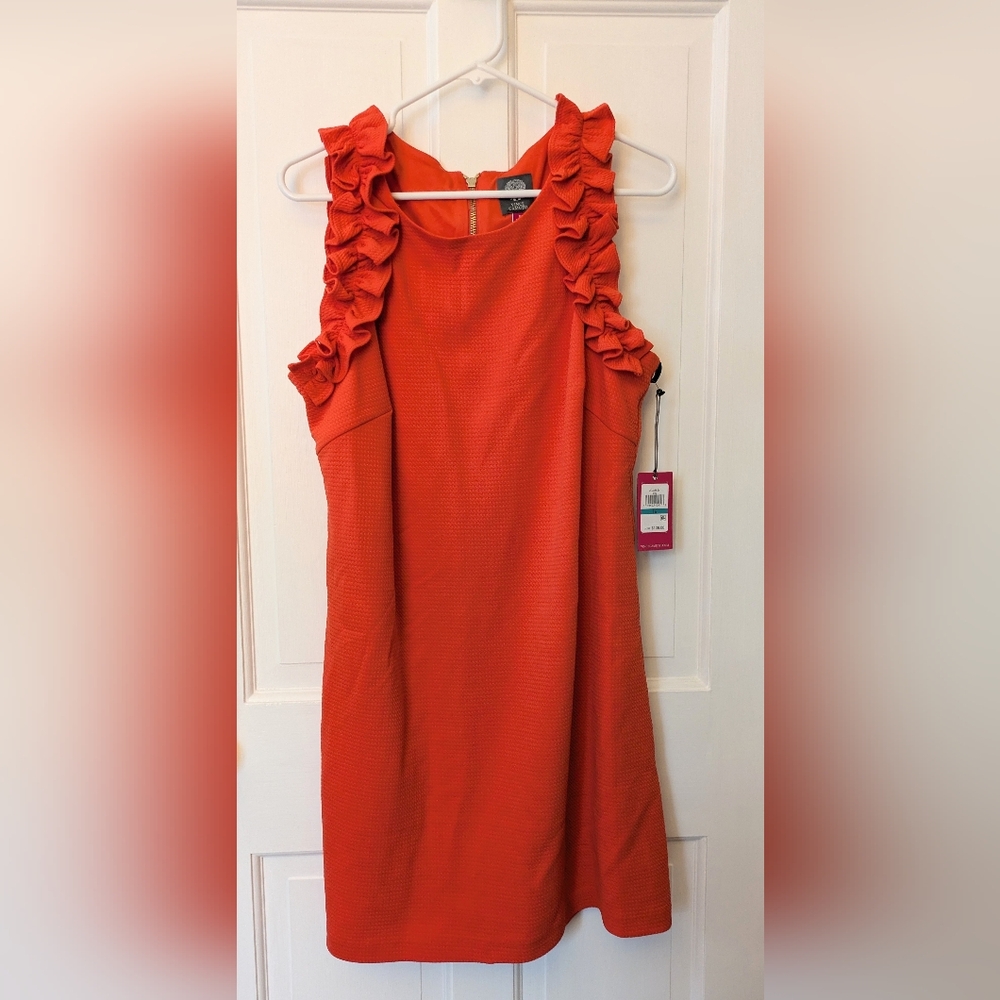 NWT Vince Camuto Sleeveless Sheath Dress in Pop Orange Size 16